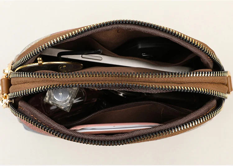 Color Block PU Shoulder Bag