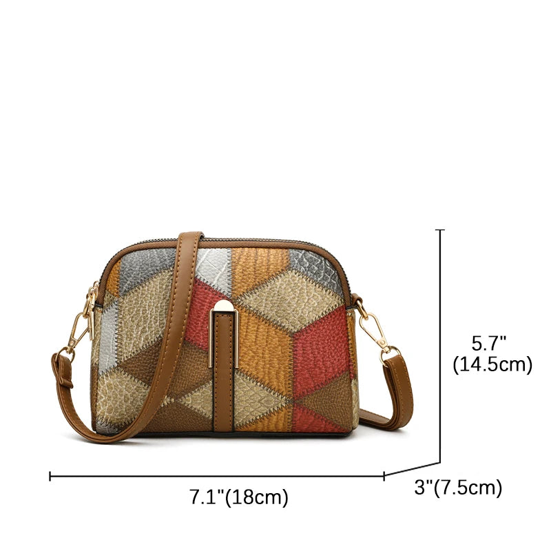 Color Block PU Shoulder Bag