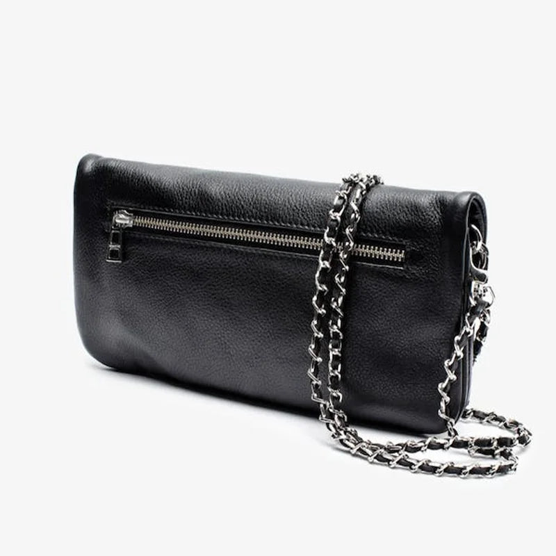 Vintage Chain Envelope Shoulder Bag – Elegant Black Crossbody for Women