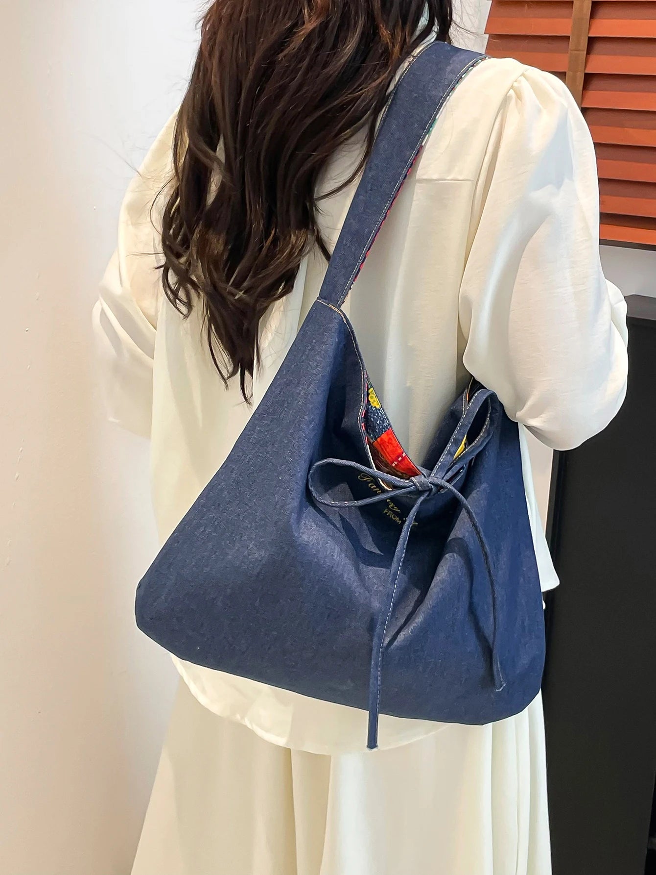 Fashionable New Denim Bag for Work and School, Large Capacity Women's Bag, Stylish Double-Sided Women's Tote Bag