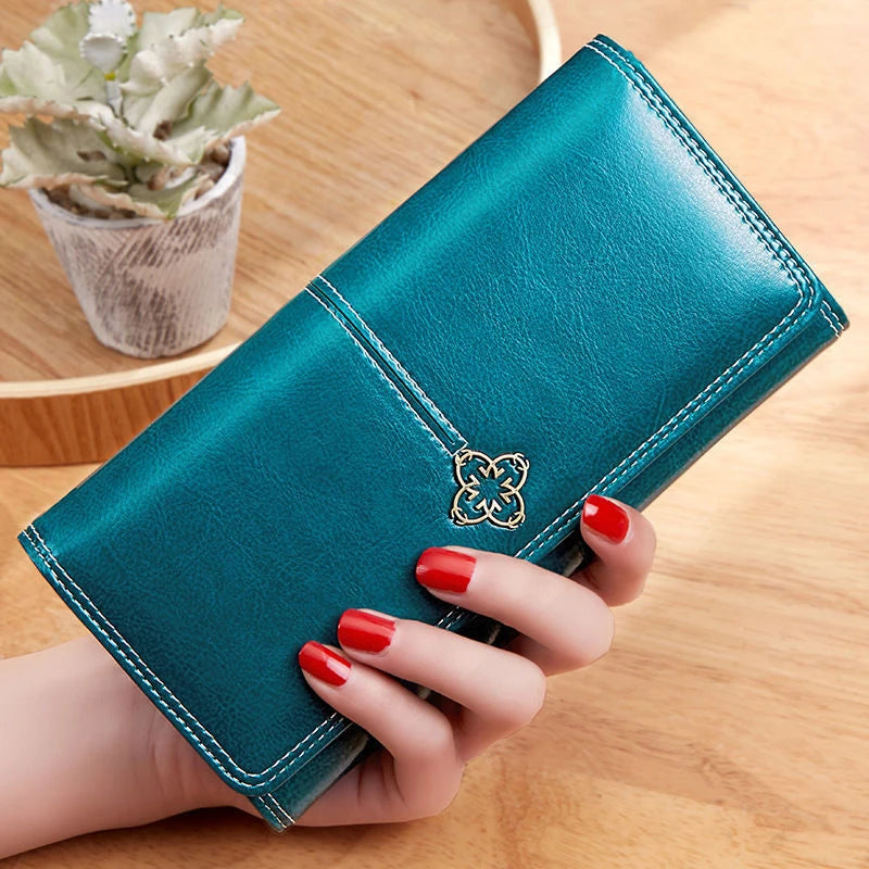 Luxury Long Leather Wallet for Women – Stylish & Spacious