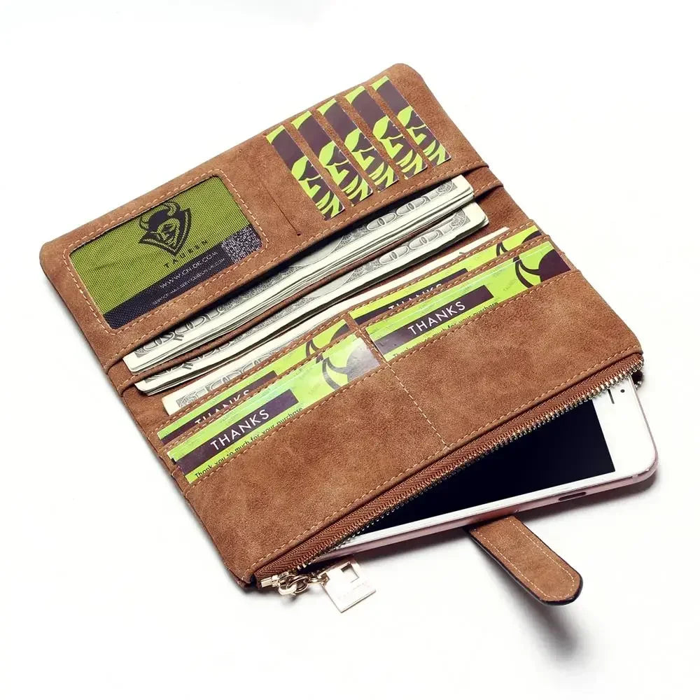 Timeless Elegance: Women’s 2-Fold Nubuck Clutch with Zipper & Drawstring.