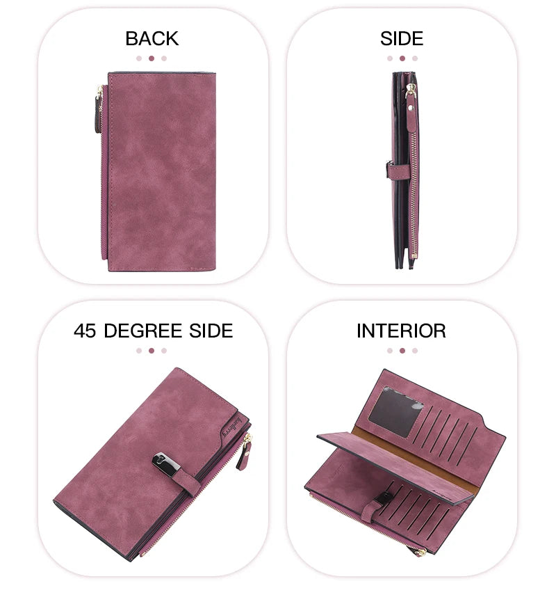 Elegant Long Wallet for Women – Magnetic Closure & Card Organizer