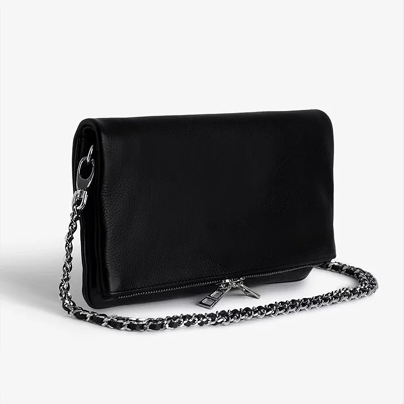 Vintage Chain Envelope Shoulder Bag – Elegant Black Crossbody for Women