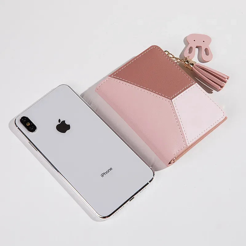 Compact Card Holder (Zip Wallet) with Tassel for Women & Girls
