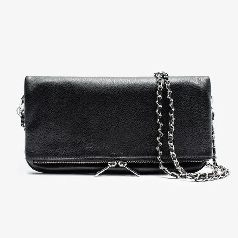 Vintage Chain Envelope Shoulder Bag – Elegant Black Crossbody for Women