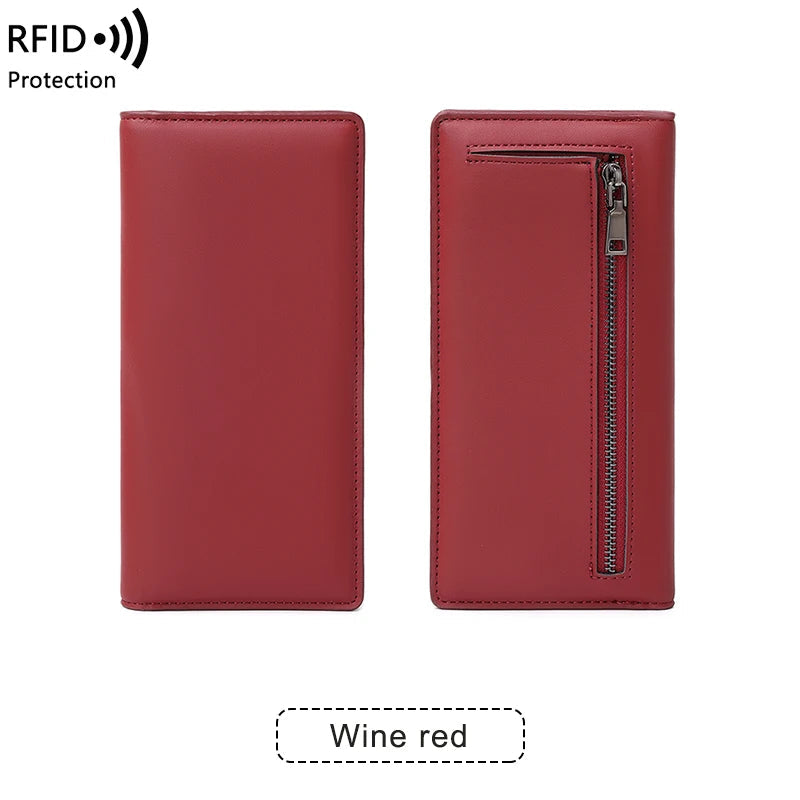 Functional & Compact: Women's Double-Fold Wallet – RFID Coin & Card Organizer with Hand Strap