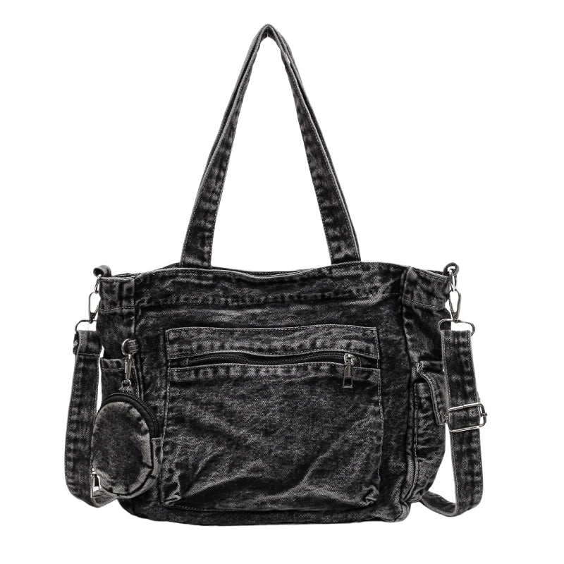 Denim Tote Bag 2024 Autumn New High-capacity Leisure Fashion Practical Versatile Commute Single Shoulder Crossbody Bag