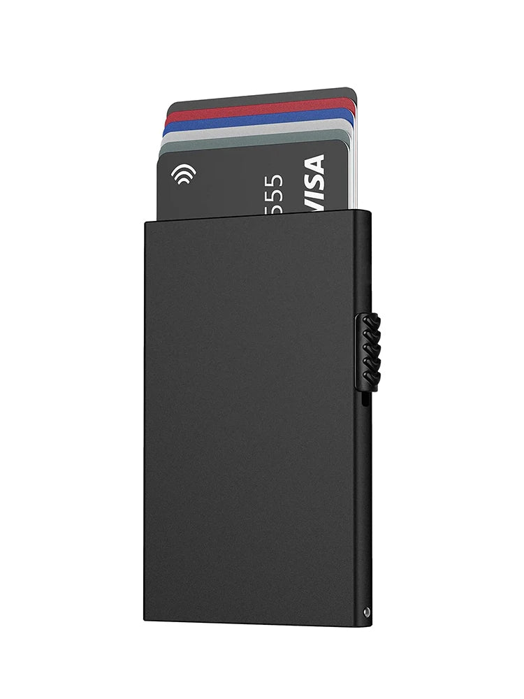 Slim Metal Pop-Up Card Holder – RFID Blocking Minimalist Wallet