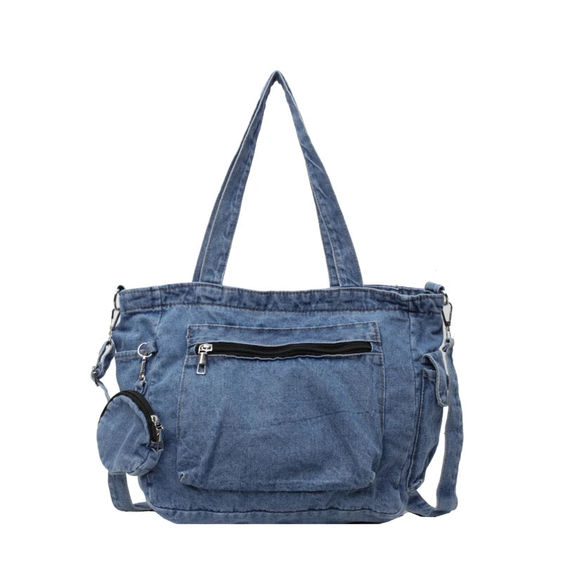 Denim Tote Bag 2024 Autumn New High-capacity Leisure Fashion Practical Versatile Commute Single Shoulder Crossbody Bag
