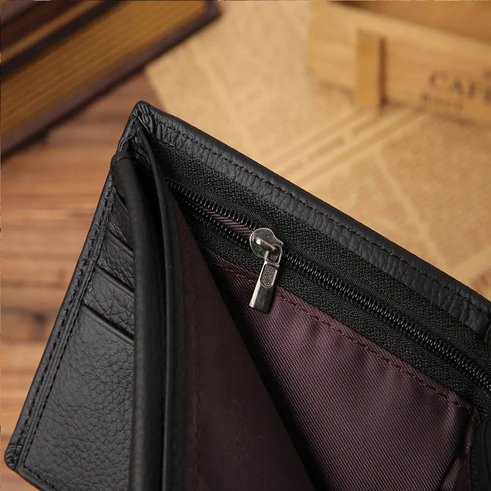 Classic Genuine Leather Men's Wallet with Coin Pocket