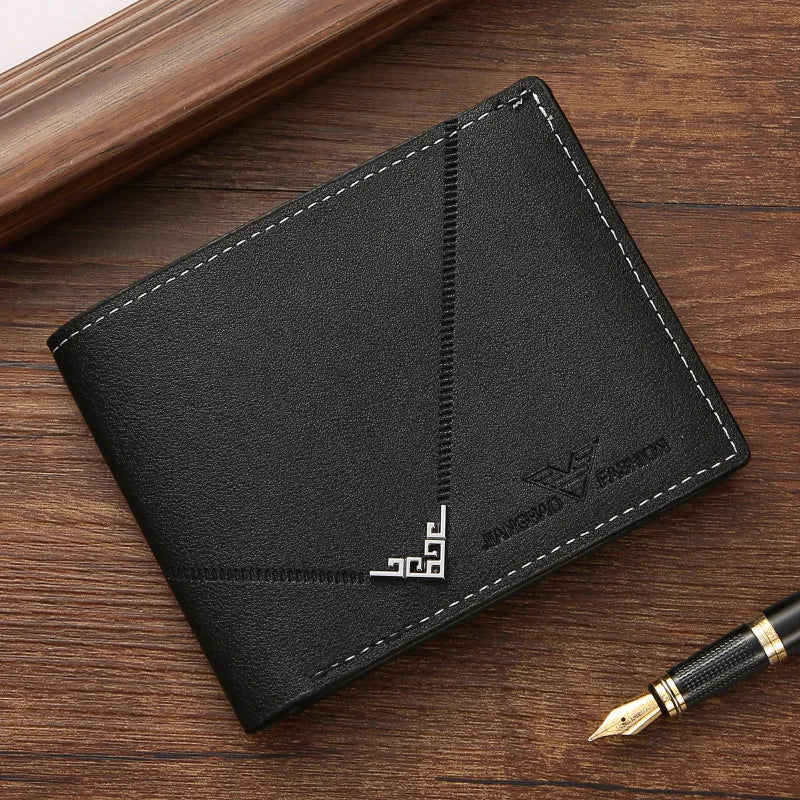 Men's Slim Leather Bifold Wallet with Money Clip