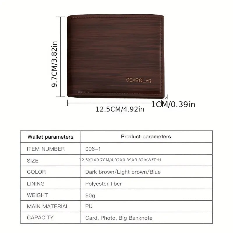 Men's Glossy Wood Grain Business Card Holder Wallet