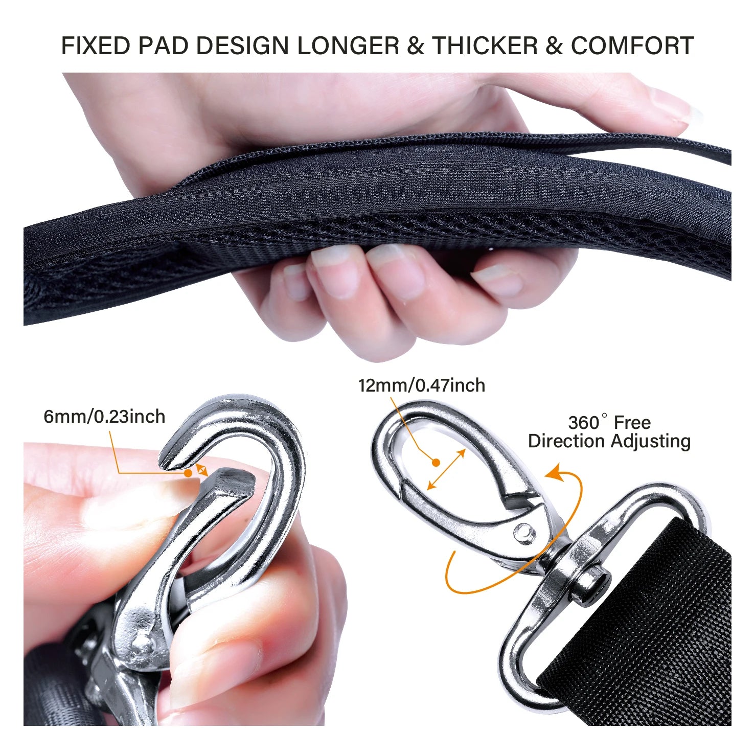 UOZL 79-Inch Adjustable Fabric Shoulder Strap – With Soft Pad & Alloy Hooks for Laptop Bags, Luggage & More