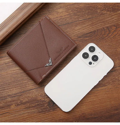 Men's Slim Leather Bifold Wallet with Money Clip